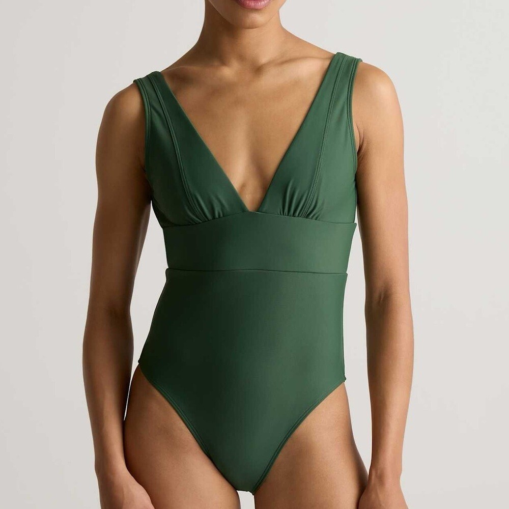 NEW Quince Italian Plunge One-Piece Swimsuit Size Small